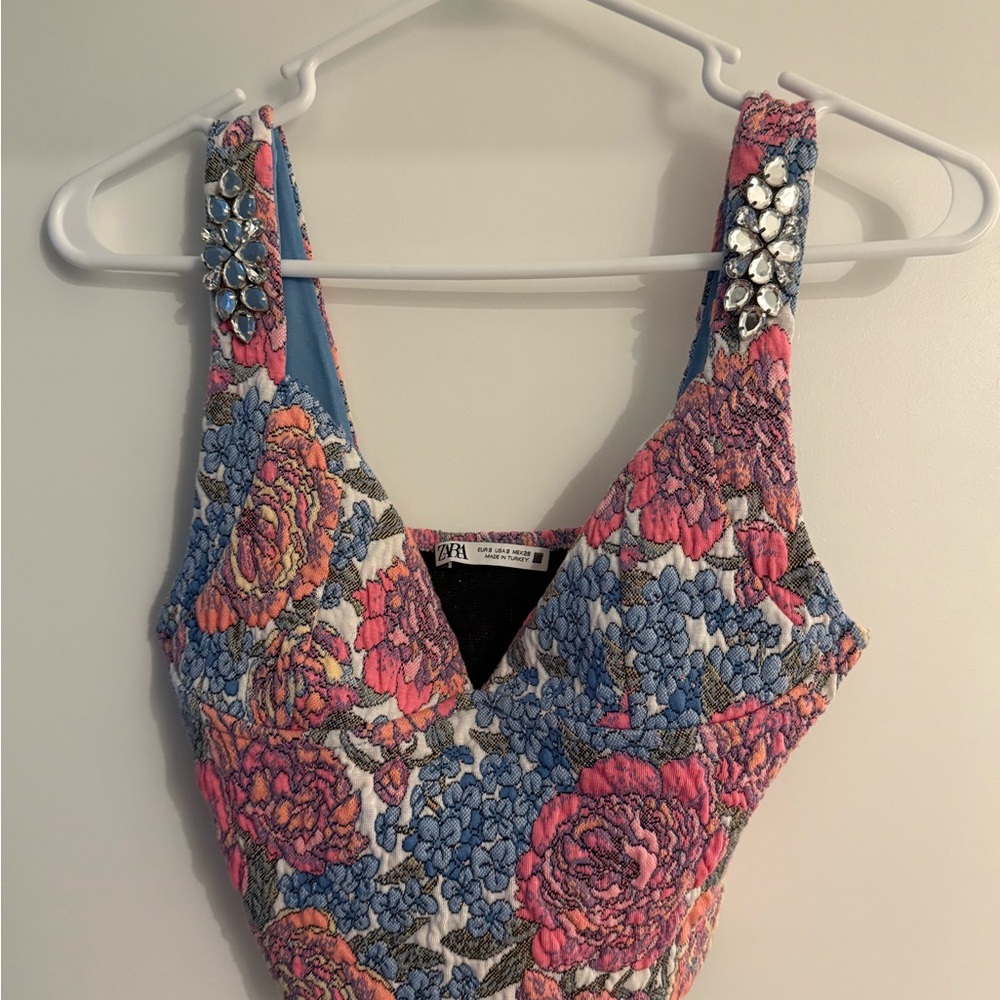 Zara Floral Embellished Women's Top